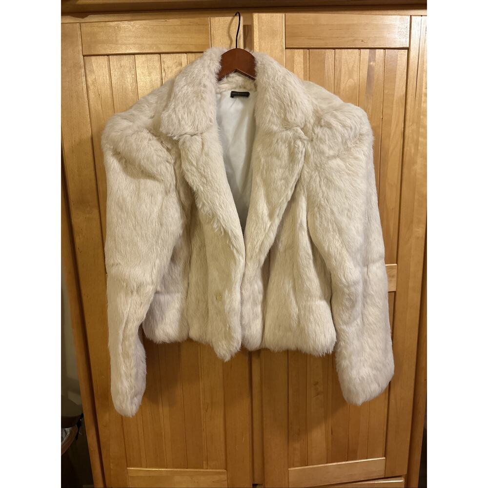 Vtg Genuine Rabbit Fur Jacket Ivory Cream Medium Made in Korea MINT Condition